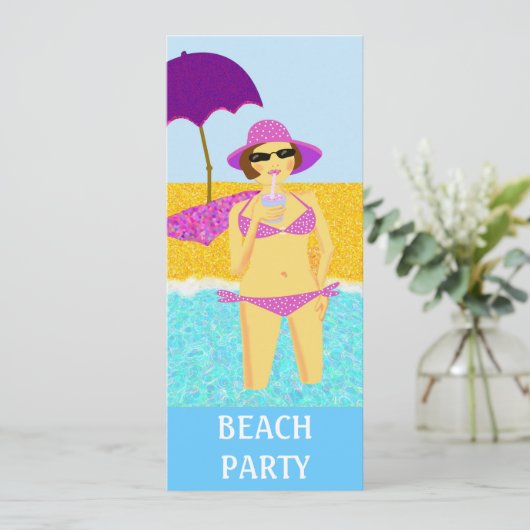 Beach Party Einladung (Stehend Vorderseite)