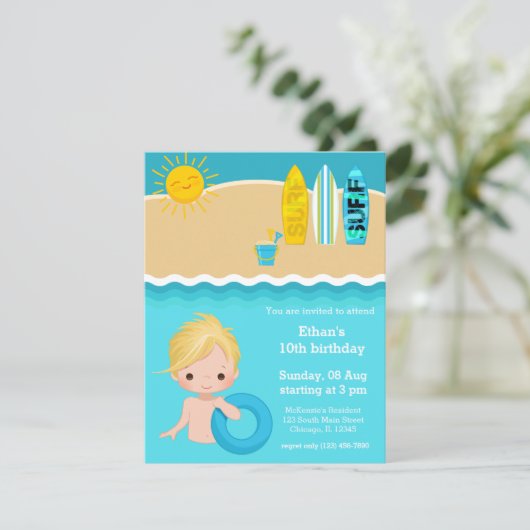 Beach Party Einladung (Stehend Vorderseite)