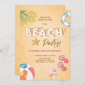 Beach Party Einladung Beach Birthday GRILLEN Summe (Vorne/Hinten)