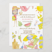 Beach Party Einladung zum Geburtstag (Vorne/Hinten)