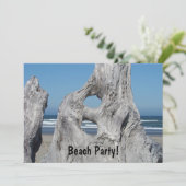 Beach Party! Einladungen Driftwood Ocean Waves (Stehend Vorderseite)