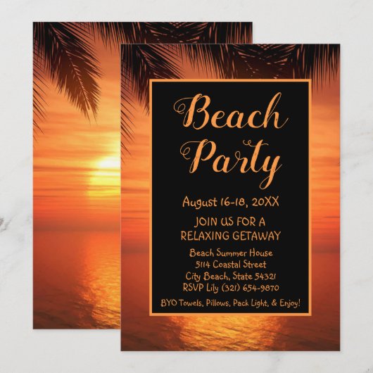 Beach Party Entdeckungsreise Einladung (Vorne/Hinten)