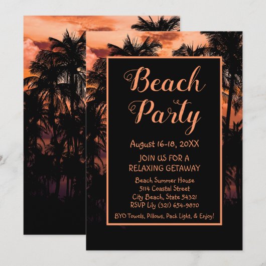 Beach Party Entdeckungsreise Einladung (Vorne/Hinten)