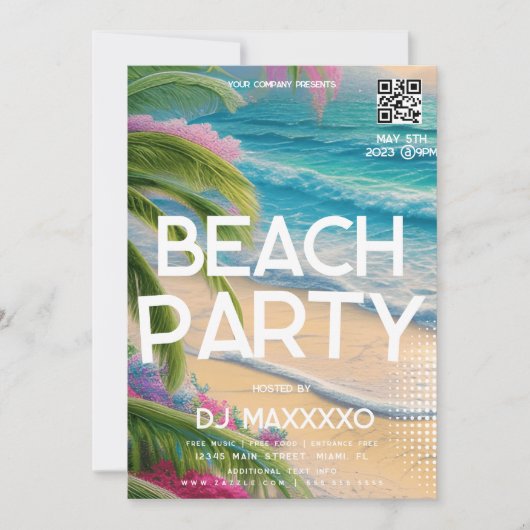 Beach Party Event Bar Tropical Club Flyer Einladung (Vorderseite)