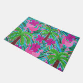 Beach Party Flamingos und Palms Fußmatte (Schrägansicht)