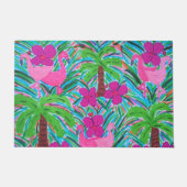 Beach Party Flamingos und Palms Fußmatte (Vorderseite)