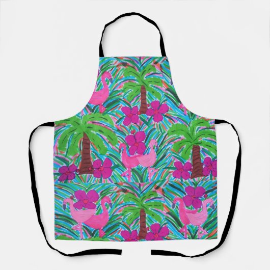 Beach Party Flamingos und Palms Schürze (Vorderseite)