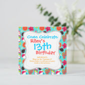 Beach Party Flip Flops Sonnenbrille Beach Ball Aqu Einladung (Stehend Vorderseite)