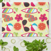 Beach Party Flip Flops Sonnenbrille BeachBall Gelb Geschirrtuch (Gefaltet)