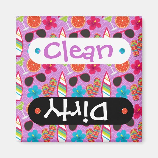 Beach Party Flip Flops Sonnenbrille Beachball Lila Magnet (Vorne)