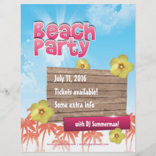 Beach Party Flyer - einseitig, vollständig anpassb