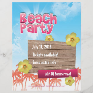 Beach Party Flyer - einseitig, vollständig anpassb