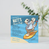 Beach Party Fügen Sie Ihre Daten Surfen Polar Bär Einladung (Stehend Vorderseite)