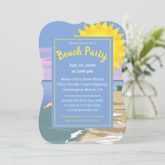 Beach Party Fun Einladung (Stehend Vorderseite)