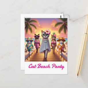 Beach Party für Cat-Liebhaber Hawaii Thema Postkarte