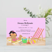 Beach Party (Girl) Einladung (Stehend Vorderseite)