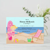 Beach Party (Girl) Einladung (Stehend Vorderseite)