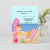 Beach Party (Girl) Einladung (Stehend Vorderseite)