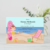 Beach Party (Girl) Einladung (Stehend Vorderseite)