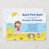 Beach Party Girl Swimming Geburtstag Einladung (Vorderseite)
