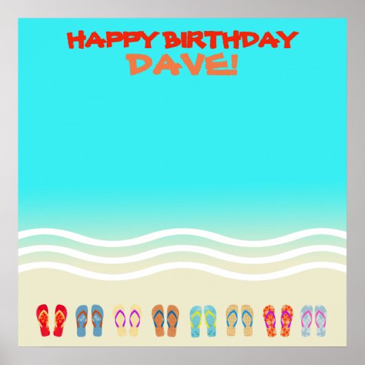Beach Party Happy Birthday Autograph Poster (Vorne)