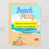 Beach Party mit Sand Castle & a Starfish Party Einladung (Vorne/Hinten)