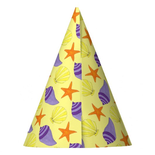 Beach Party Muscheln Seashells Gelb Lila Partyhütchen (Rückseite)