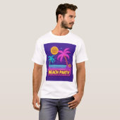 Beach Party Neon - Retro Sunset & Palms T-Shirt (Vorne ganz)