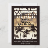 Beach Party Palm Tree Tropical Golden Night Glam Einladung (Vorderseite)