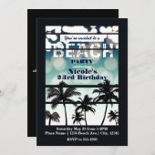 Beach Party Palmen Tropengrün Vintag Einladung (Vorne/Hinten)