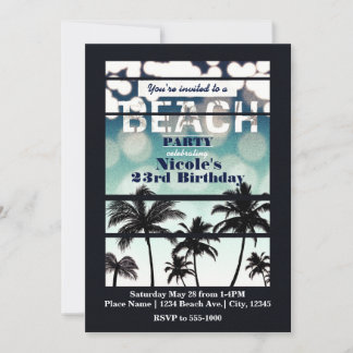 Beach Party Palmen Tropengrün Vintag Einladung