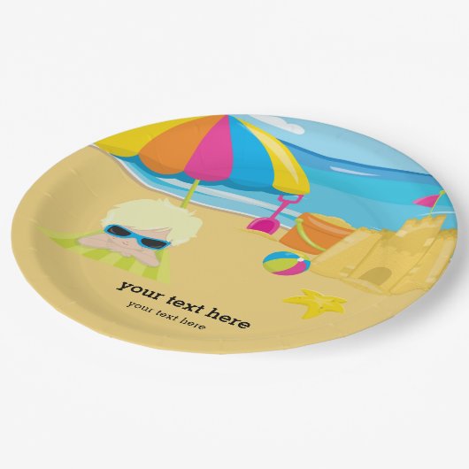 Beach Party Pappteller (Schrägansicht)