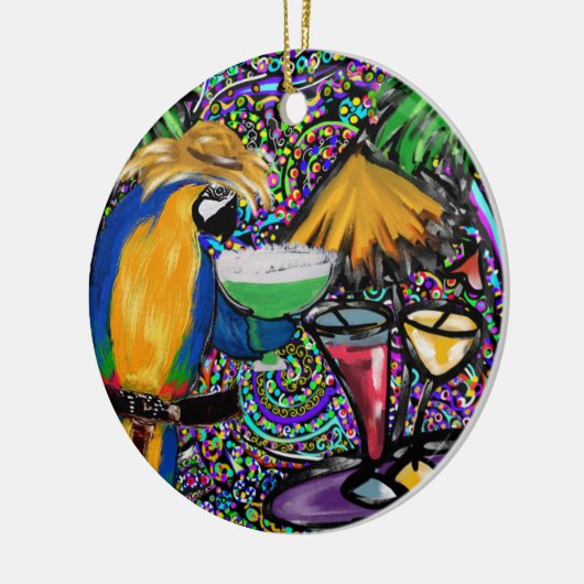 Beach Party Parrot Keramik Ornament (Links)