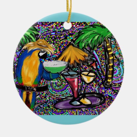 Beach Party Parrot Keramikornament (Vorne)