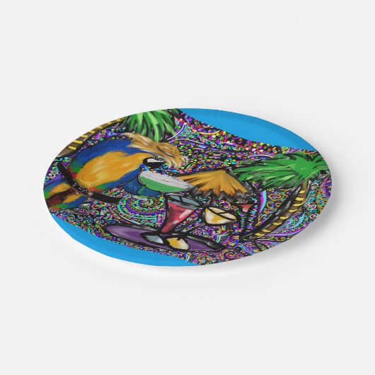 Beach Party Parrot Pappteller (Schrägansicht)