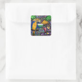 Beach Party Parrot Quadratischer Aufkleber (Tasche)