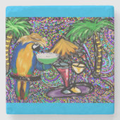 Beach Party Parrot Steinuntersetzer (Vorderseite)