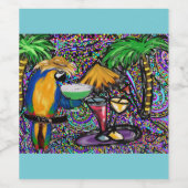 Beach Party Parrot Weinetikett (Einzelnes Label)