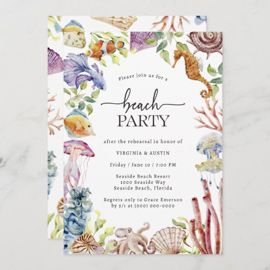 Beach Party Probe Einladung (Vorne/Hinten)