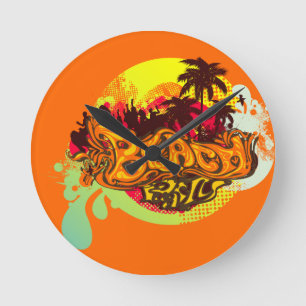 Beach Party Runde Wanduhr
