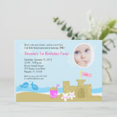 Beach Party Sand Castle 12x18 Einladung (Stehend Vorderseite)