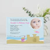 Beach Party Sand Castle 12x18 Einladung (Stehend Vorderseite)