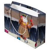 Beach Party Santa Claus - Große Geschenktasche Geschenktüte (Rückseite Schrägansicht)