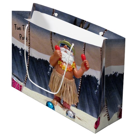 Beach Party Santa Claus - Große Geschenktasche Geschenktüte (Vorderseite Schrägansicht)