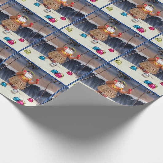 Beach Party Santa - Weihnachts-Umschlagpapier Geschenkpapier (Ecke)