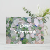 Beach Party Sea Glass Einladung (Stehend Vorderseite)