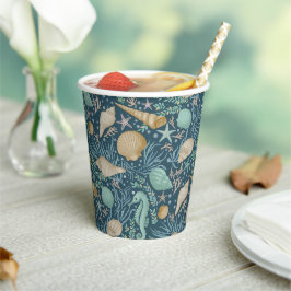 Beach Party Seashells Paper Cups: 8oz Paper Cup, Pappbecher