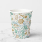 Beach Party Seashells Paper Cups: 8oz Paper Cup Pappbecher (Rückseite)