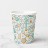 Beach Party Seashells Paper Cups: 8oz Paper Cup Pappbecher (Links)
