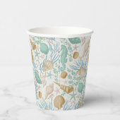 Beach Party Seashells Paper Cups: 8oz Paper Cup Pappbecher (Rechts)
